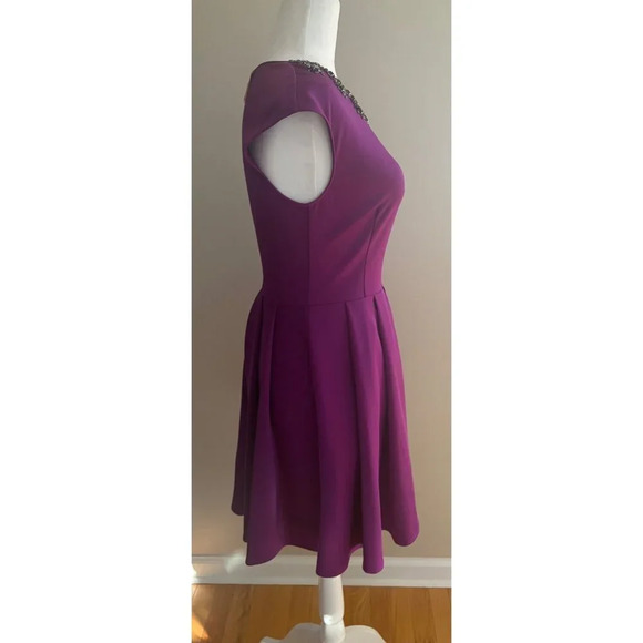 Ted Baker J’Adore Y2K Jewelled Neckline Purple Fit & Flare Dress TB0 US Size 2 - Picture 4 of 14